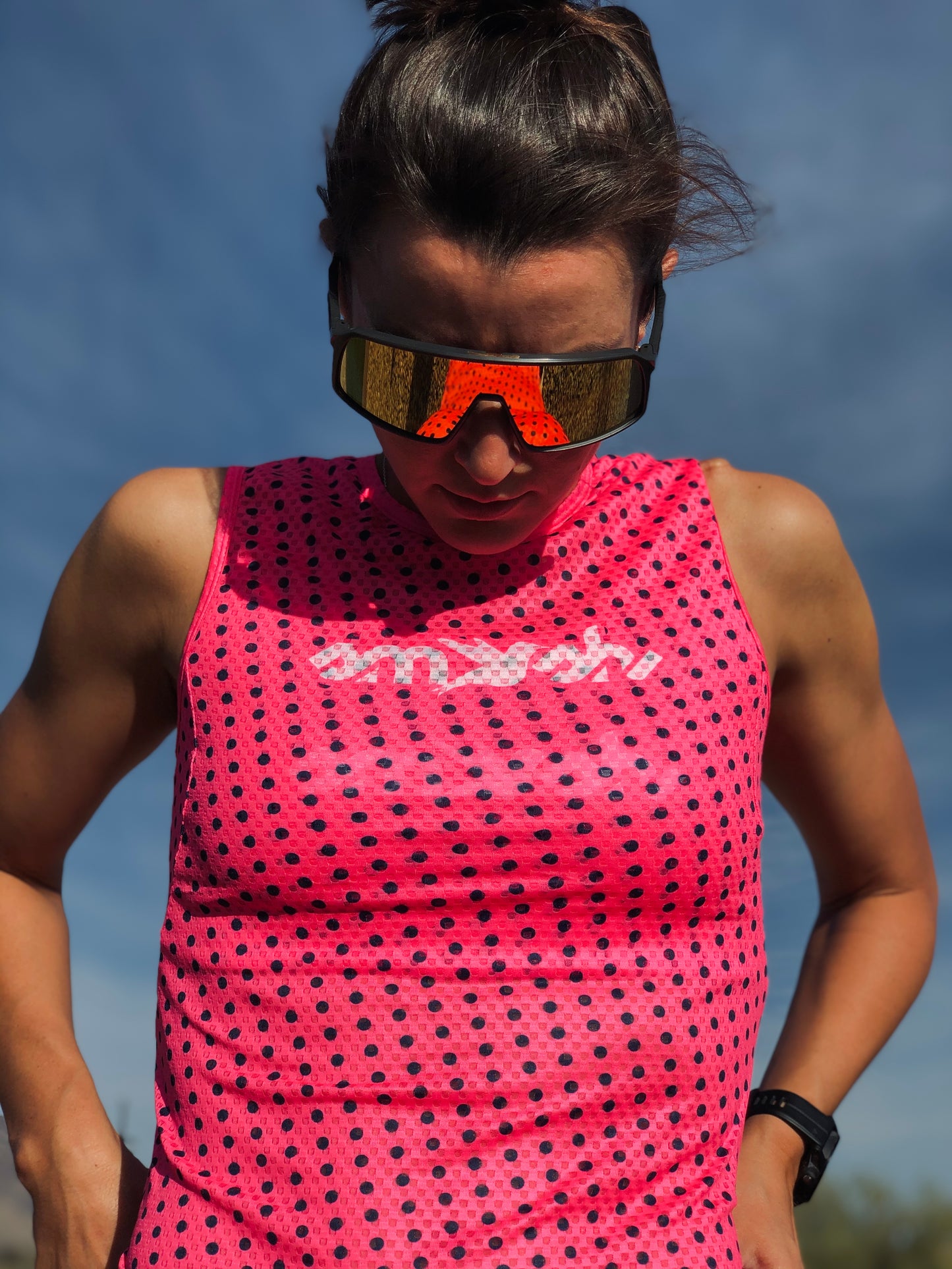 Weekend Solid Pink & Navy Dot Base Layer