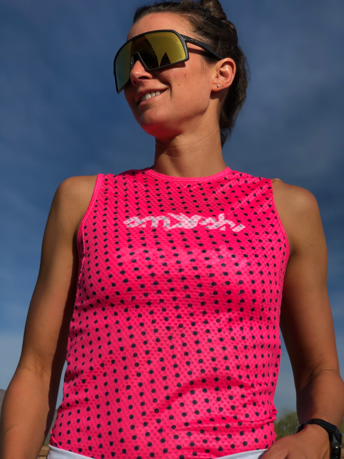 Weekend Solid Pink & Navy Dot Base Layer