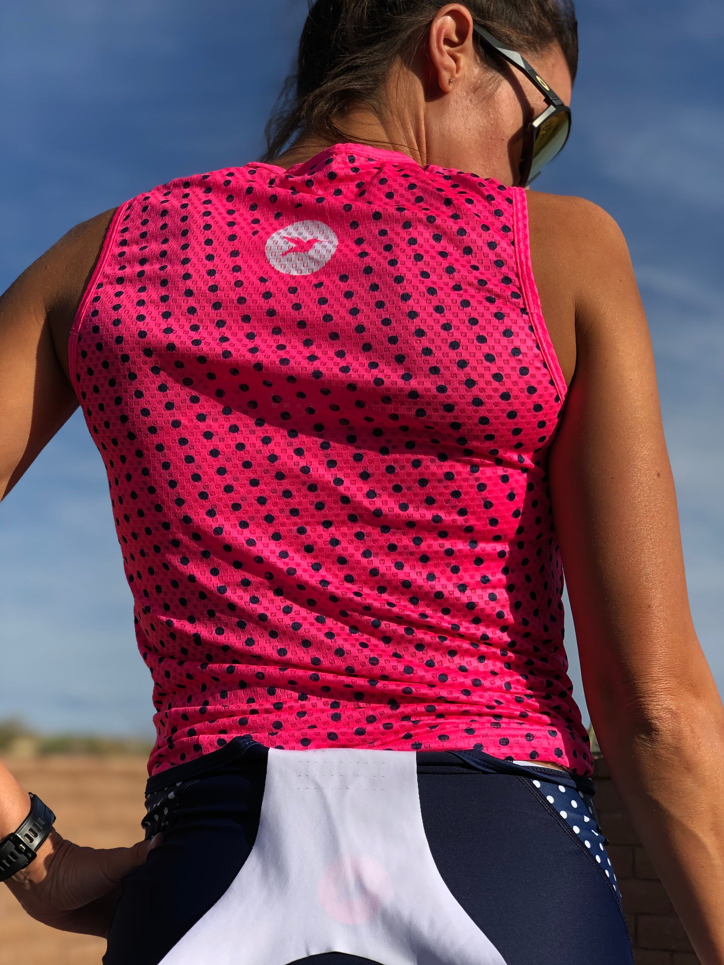 Weekend Solid Pink & Navy Dot Base Layer