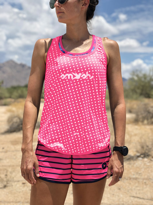 Pink & White Dot Women’s Running Singlet